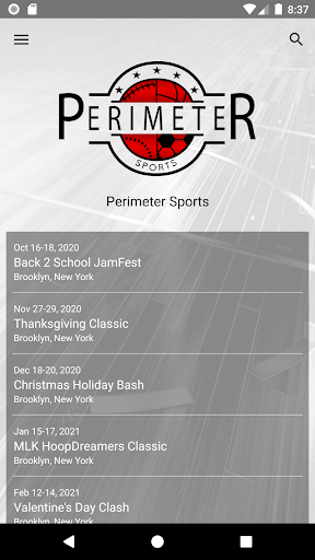 Android application Perimeter Sports screenshort