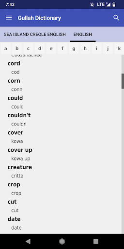 Gullah Dictionary Screen 3
