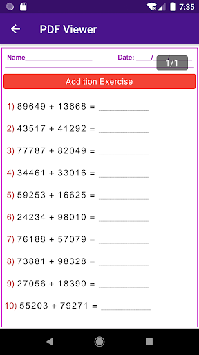 Math Long Addition Screen 3
