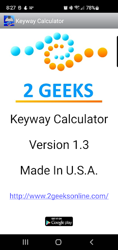 Keyway Calculator Screen 2
