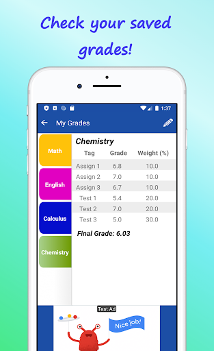 Grades Calculator Screen 2