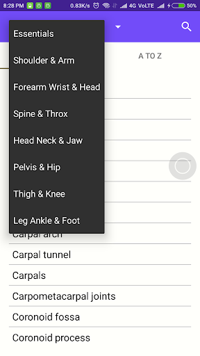 Anatomy Directory Screen 2