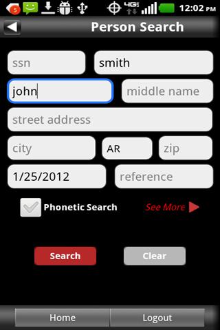 LexisNexis® Accurint Mobile Screen 2