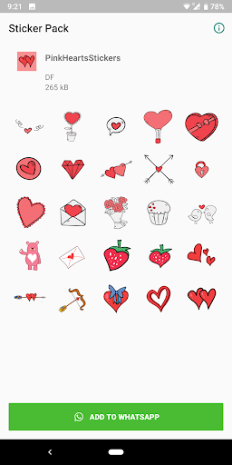 Android application Love stickers for WhatsApp screenshort