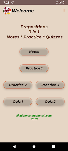 Android application English Prepositions screenshort