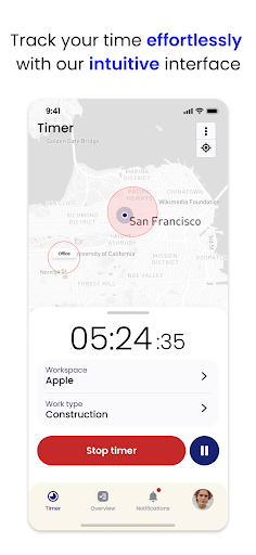 Android application Hours Time Tracking screenshort