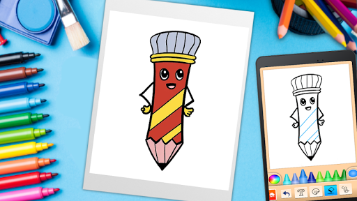 Drawing Cute School Supplies and Coloring Book