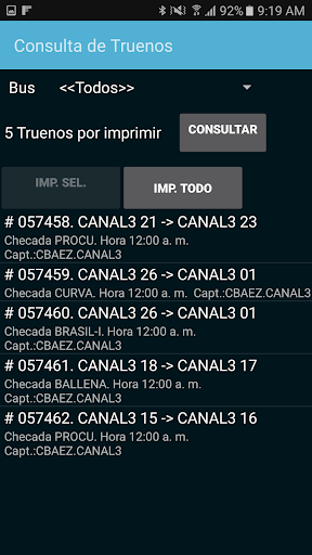 LOSAT Itinerarios Screen 2