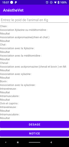 AnéstheVet app Screen 2
