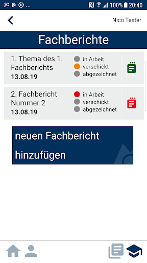 Android application Berichtsheft App Metall screenshort