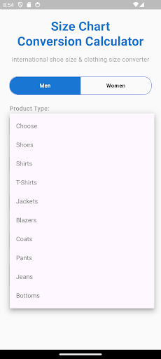 Shoe and clothing size converter