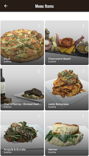 Android application XR Food Menus screenshort