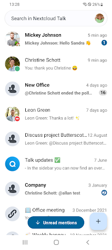 Nextcloud Talk 15.0.0 screenshots 1