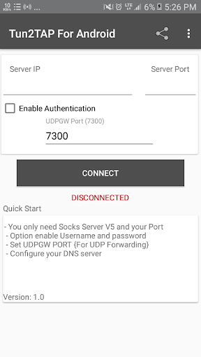 Tun2TAP Socks/HTTP to VPN Screen 3