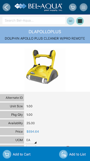 Bel-Aqua B2B Ordering for Tabl