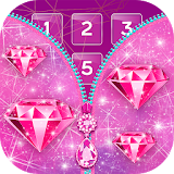 Pink Diamond Zipper Lock Screen for Girls icon