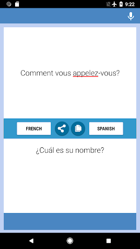 Android application French-Spanish Translator screenshort