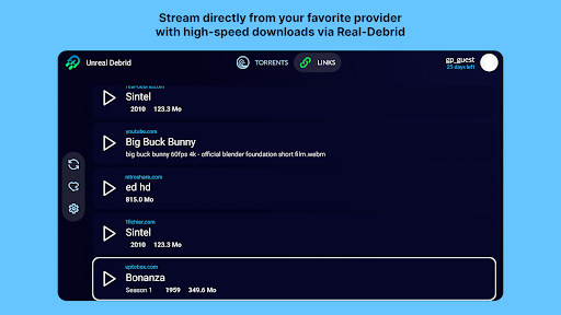 Screenshot of Unreal Debrid: Stream torrents