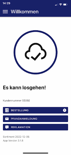 Tagwerk Bestell App Screen 2