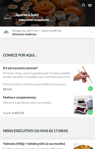 Android application Japarioca Sushi Delivery screenshort