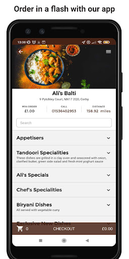 Android application Ali's Balti screenshort