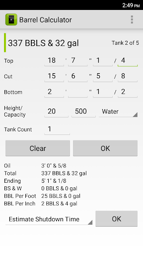 Barrel Calculator Screen 2