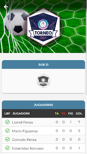 Android application Torneo CALP screenshort