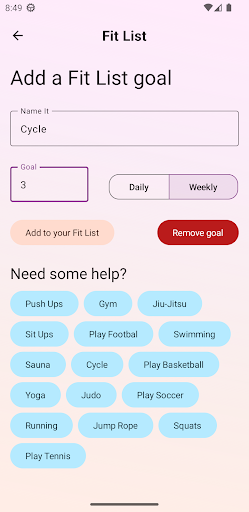 Fit List Screen 3