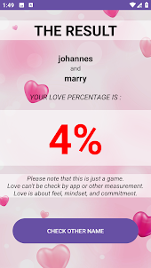 Check Lover Percentage