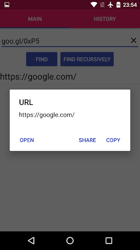 Unshorten URL Screen 2