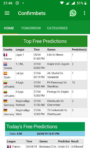 Android application Soccer Predictions by Experts screenshort
