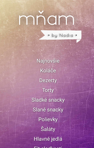 Android application mňam screenshort