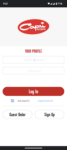 Android application Capri Pizzeria Canada screenshort