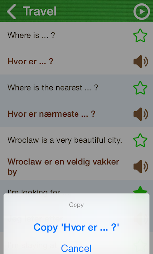 Learn Norwegian Phrasebook Screen 3