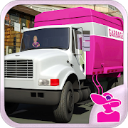 pink lady garbage Dump truck driver 3D