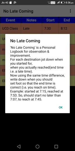 No Late Coming App Screen 2