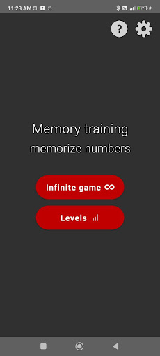 Android application Memory training: numbers screenshort