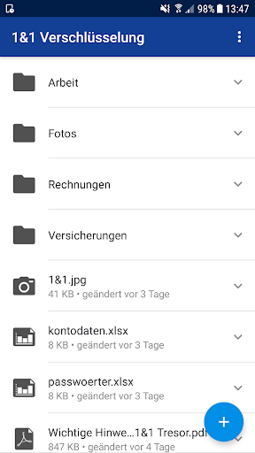 Android application 1&1 Verschlüsselung screenshort
