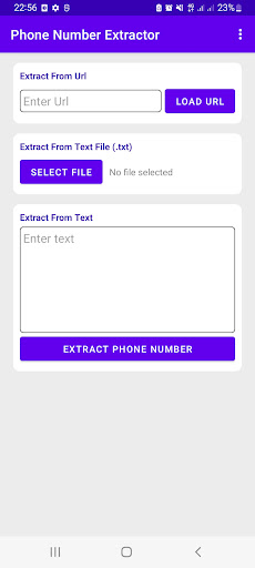 Android application Phone Number Extractor screenshort