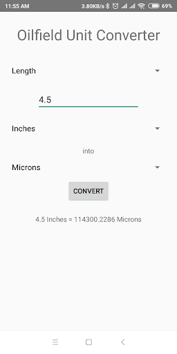 Oilfield Unit Converter Screen 2
