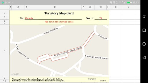 Screenshot of Congregation Territories