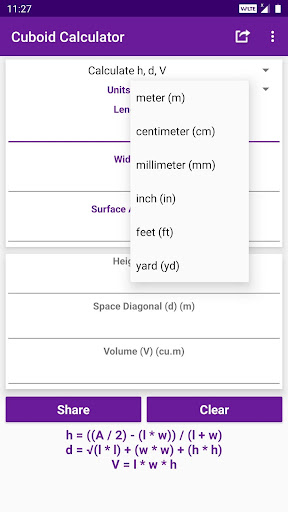 Cuboid Calculator Screen 3
