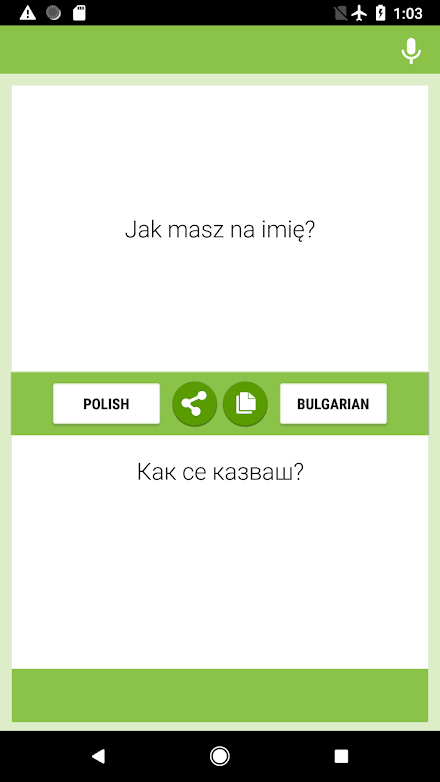 Polish-Bulgarian Translator Screen 1