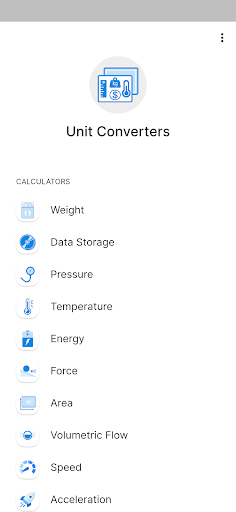 Android application Unit Converters screenshort