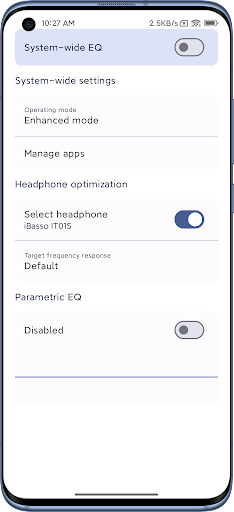 Android application PrecisEQ -parametric equalizer screenshort