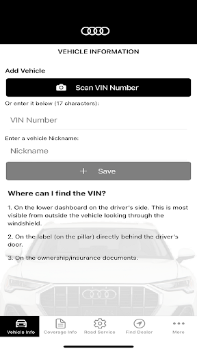 Android application Audi Roadside Assistance screenshort