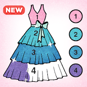 Glitter Dress Coloring - Color by Number