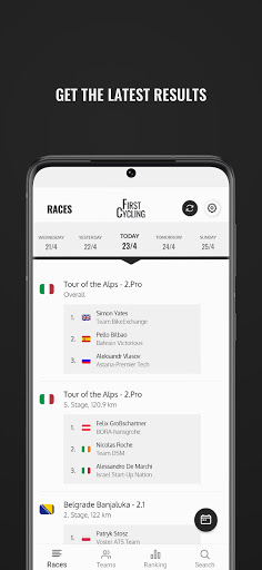 Screenshot of FirstCycling