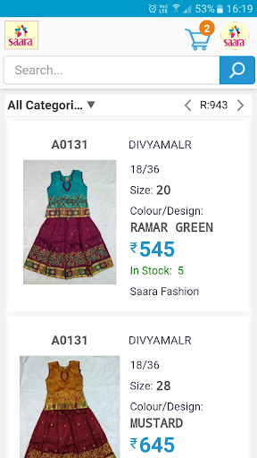 Android application Saara Fashions Pvt Ltd screenshort