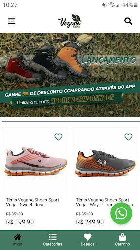 Android application Vegano Shoes screenshort